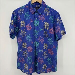 Section‎ 119 Grateful Dead Dancing Bears Hawaiian Shirt Men's M Blue Palm